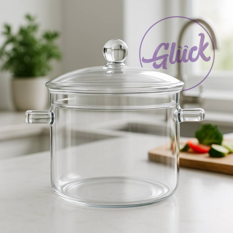 Moderna Olla Transparente de Vidrio Borosilicato Resistente al Calor con Tapa - Decorativa