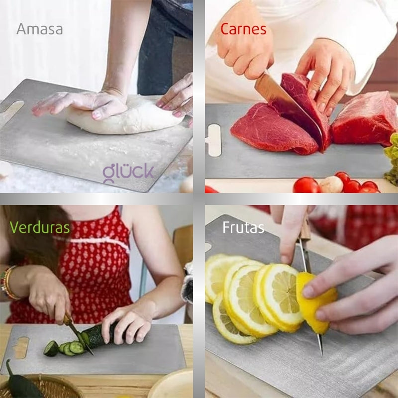 Tabla de Cocina Para Cortar En Acero Inoxidable de Grado Alimenticio Para Carnes Frutas y Verduras