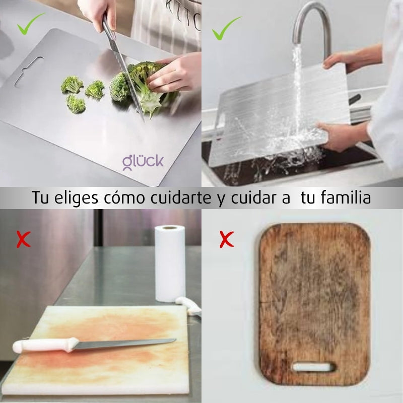 Tabla de Cocina Para Cortar En Acero Inoxidable de Grado Alimenticio Para Carnes Frutas y Verduras