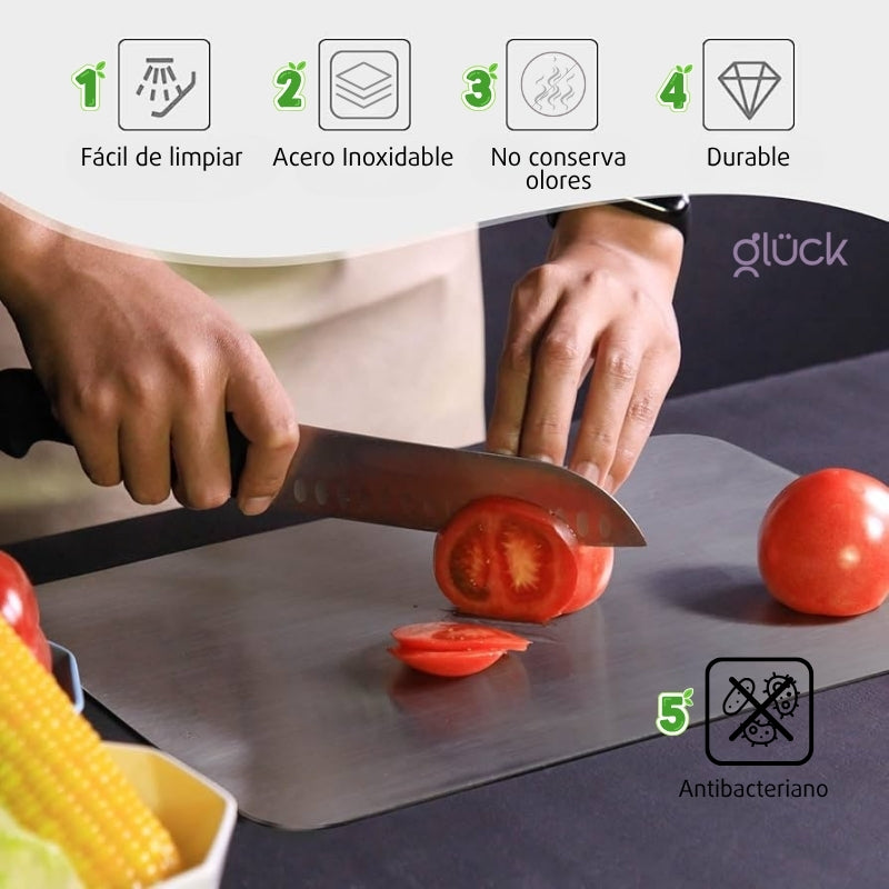 Tabla de Cocina Para Cortar En Acero Inoxidable de Grado Alimenticio Para Carnes Frutas y Verduras