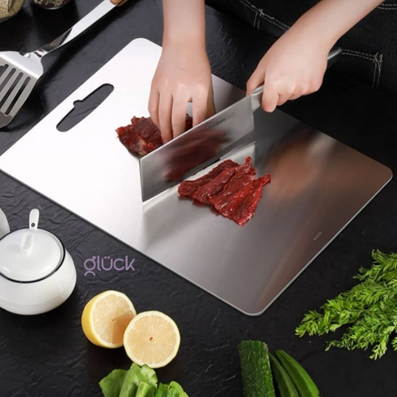 Tabla de Cocina Para Cortar En Acero Inoxidable de Grado Alimenticio Para Carnes Frutas y Verduras