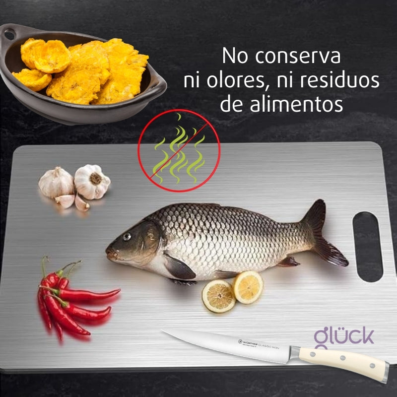 Tabla de Cocina Para Cortar En Acero Inoxidable de Grado Alimenticio Para Carnes Frutas y Verduras