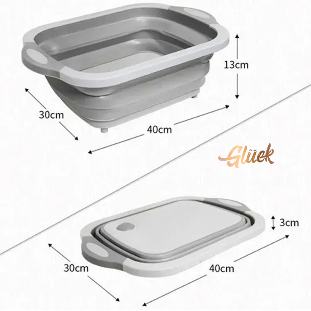 Tabla de Cortar Plegable y Canasta de Almacenamiento para Ahorrar Espacio