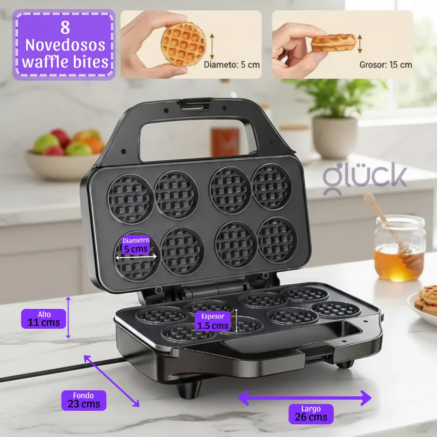 Waflera X 8 Waffle Bites - Prepara Mini Bocados de Waffle al Instante