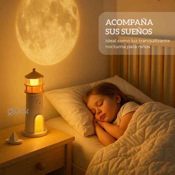 Lampara Faro Proyector de Luna - Relajante y Decorativa Crea Ambientes Cálidos y Tranquilos