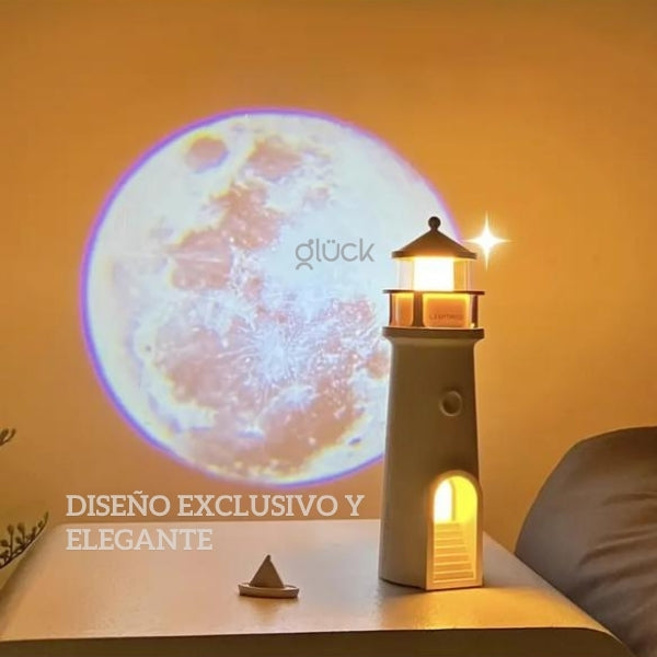 Lampara Faro Proyector de Luna - Relajante y Decorativa Crea Ambientes Cálidos y Tranquilos