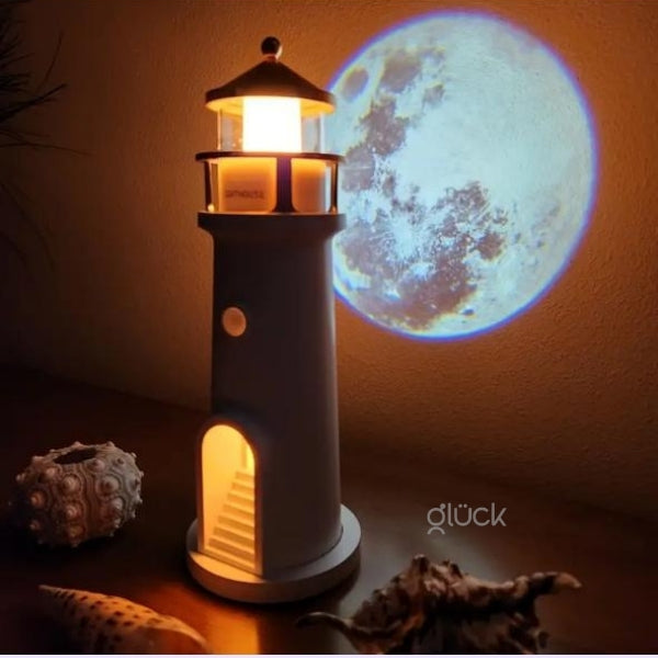 Lampara Faro Proyector de Luna - Relajante y Decorativa Crea Ambientes Cálidos y Tranquilos