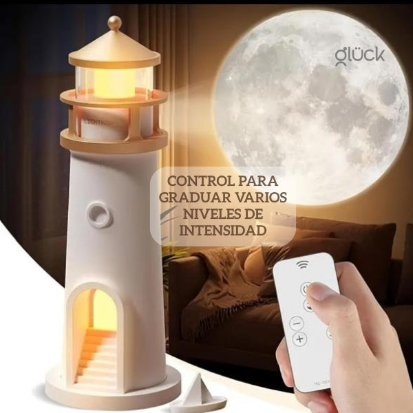 Lampara Faro Proyector de Luna - Relajante y Decorativa Crea Ambientes Cálidos y Tranquilos