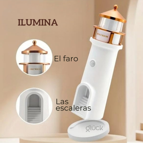 Lampara Faro Proyector de Luna - Relajante y Decorativa Crea Ambientes Cálidos y Tranquilos