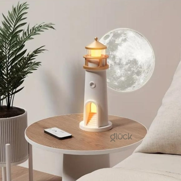 Lampara Faro Proyector de Luna - Relajante y Decorativa Crea Ambientes Cálidos y Tranquilos